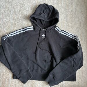 Adidas Black Hoodie with White Stripes